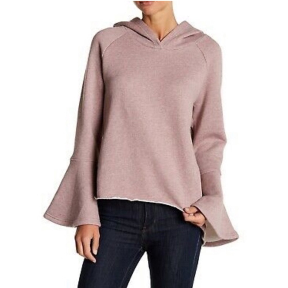 Melrose and Market Pink Cropped Oversized Sweatshirt with Bell Sleeves